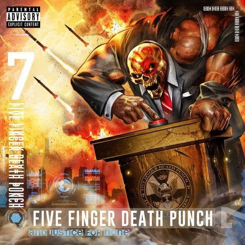 the album cover for Five Finger Death Punch - And Justice For None [Indie Exclusive Limited Edition Signed CD]