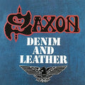 the album cover for Saxon - Denim And Leather: Remastered [Limited Edition Blue & White LP]