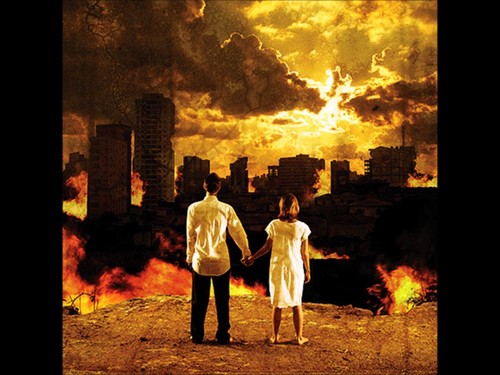the album cover for Scary Kids Scaring Kids - City Sleeps In Flames