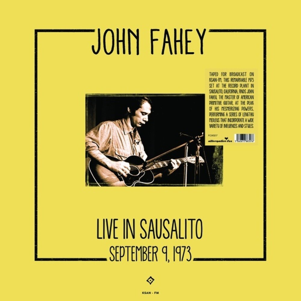 the album cover for John Fahey - Live In Sausalito September 9 1973