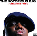the album cover for The Notorious B.I.G. - Greatest Hits [RSC 2018 Exclusive Translucent Red LP]