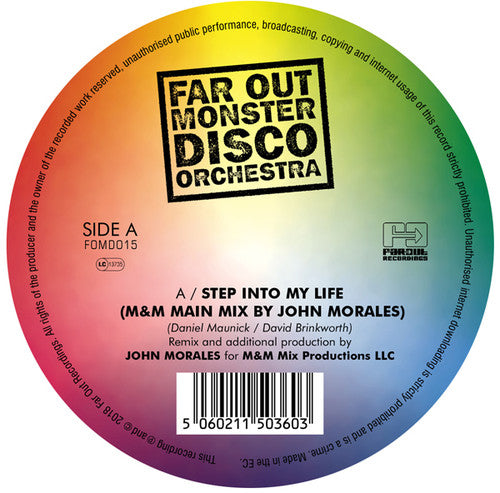 the album cover for Far Out Monster Disco Orch - Step Into My Life / the Two of Us