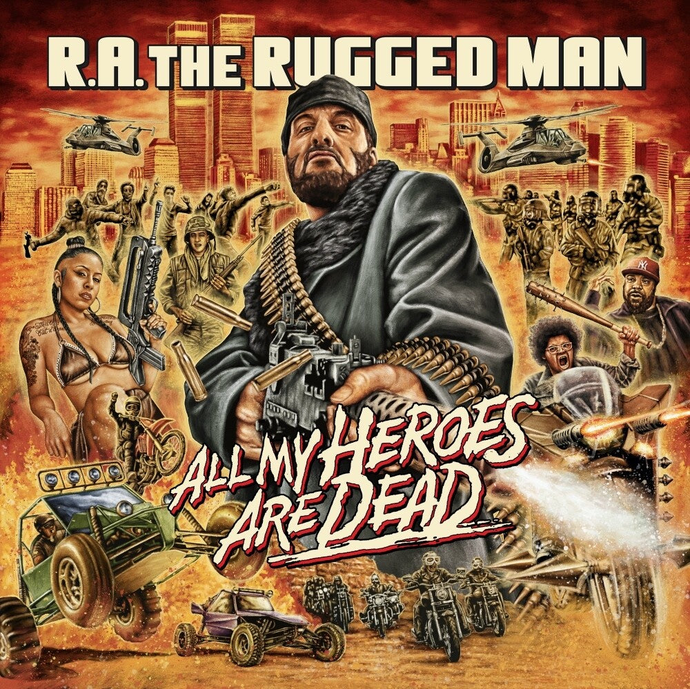the album cover for RA Rugged Man - All My Heroes Are Dead