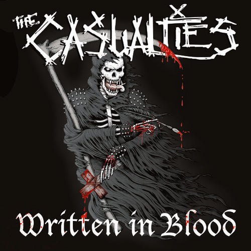 the album cover for The Casualties - Written In Blood [Limited Edition Red LP]