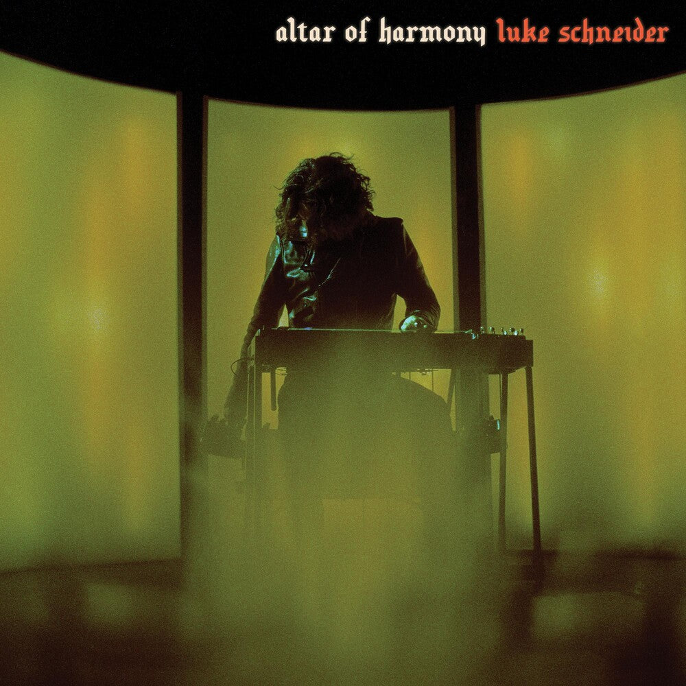 the album cover for Luke Schneider - Altar Of Harmony [Indie Exclusive Limited Edition Pearlescent Fluorescent Orange LP]