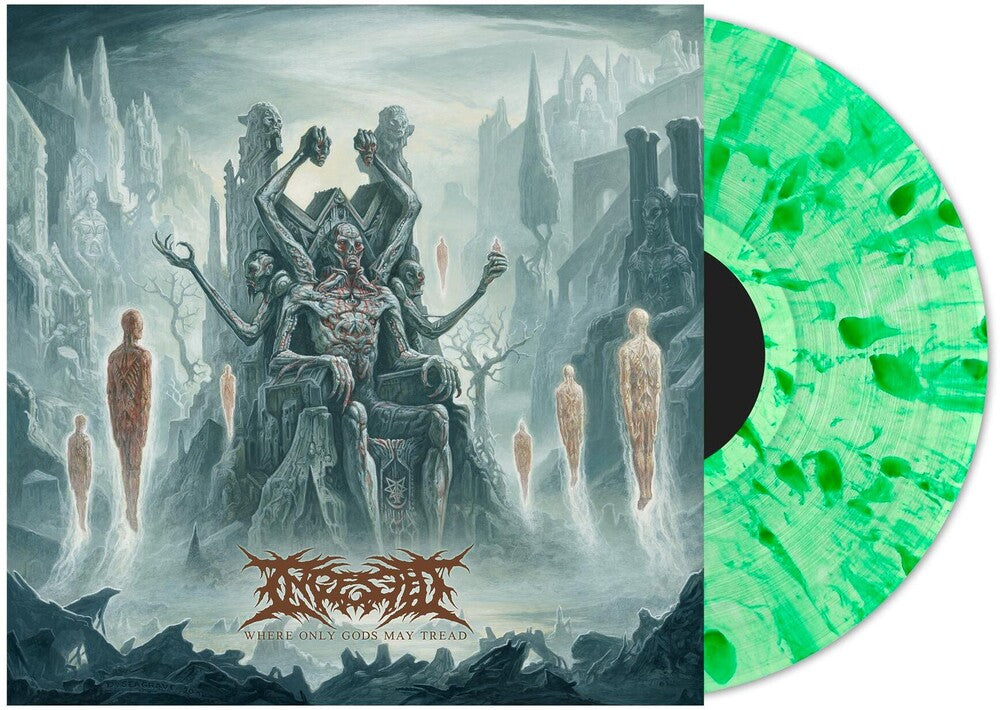 the album cover for Ingested - Where Only Gods My Tread [Indie Exclusive Limited Edition Emerald Green Splatter LP]