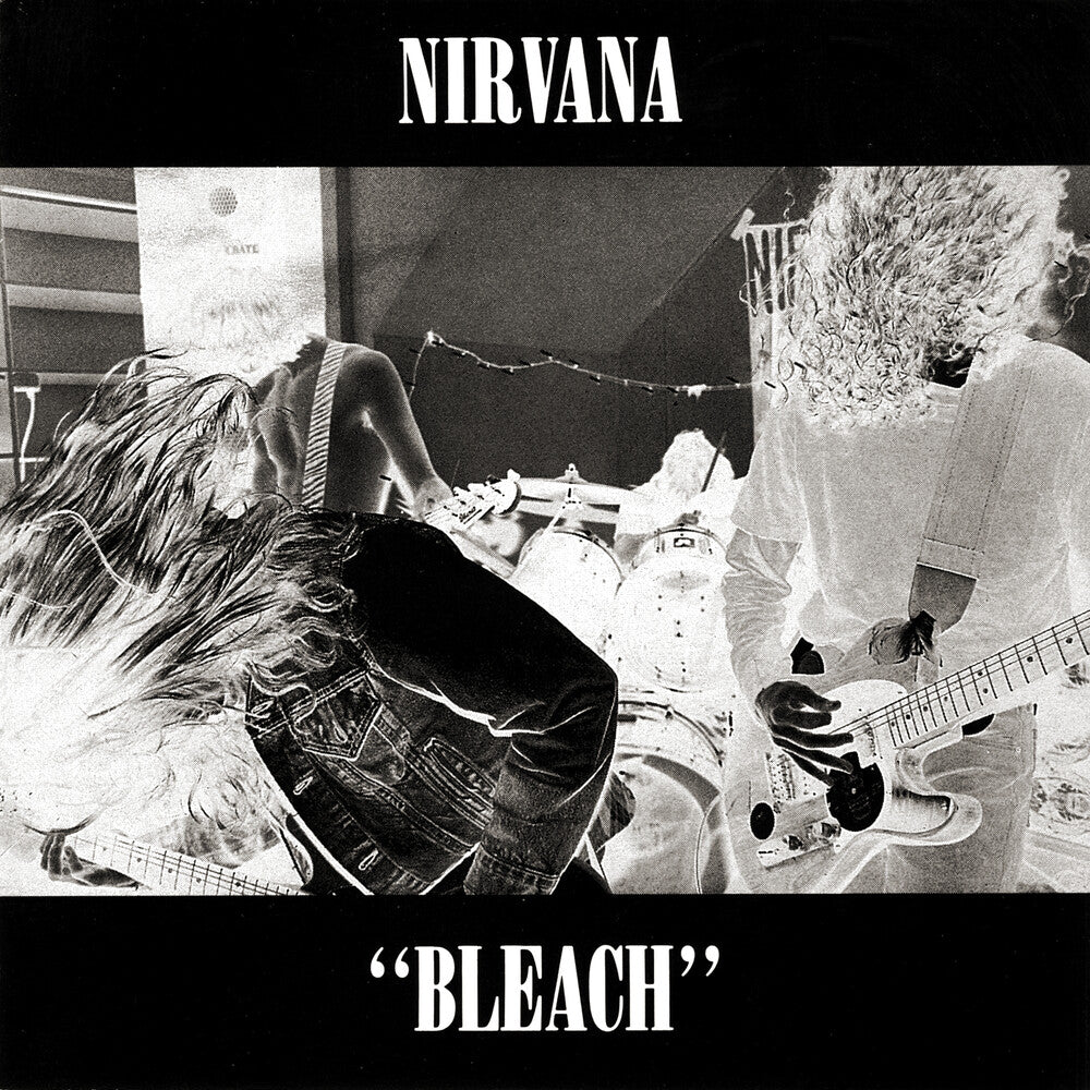the album cover for Nirvana - Bleach [Indie Exclusive Limited Edition Red/Black Swirl LP]