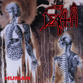 the album cover for Death - Human [Clear with Bone White Pinwheels with Heavy Brown, Blood Red & Cyan Blue Splatter LP]