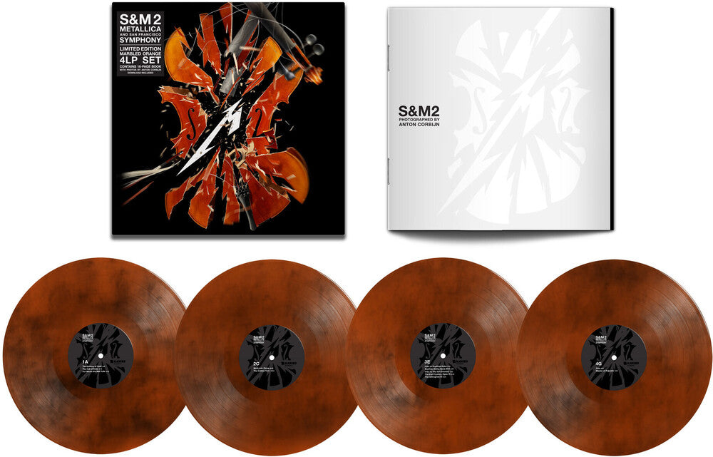 the album cover for Metallica - S&M2 [Indie Exclusive Limited Edition Marbled Orange 4LP]