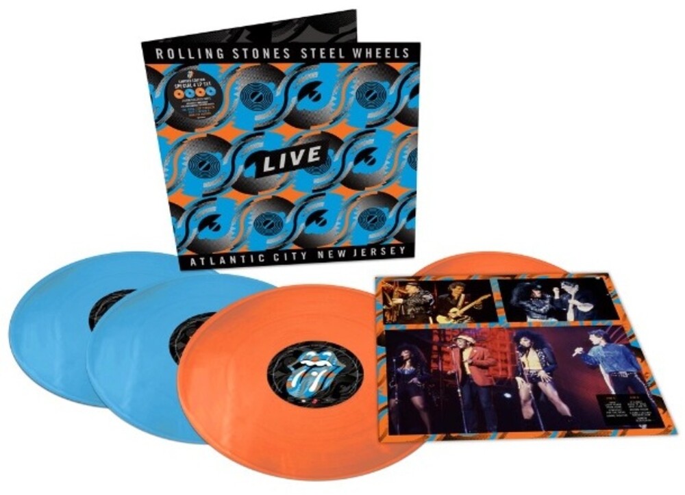 the album cover for The Rolling Stones - Steel Wheels Live: Live From Atlantic City, NJ, 1989 [Tangerine/Sky Blue 4LP]