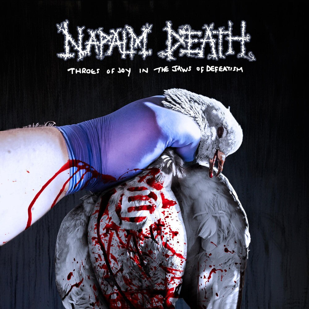 the album cover for Napalm Death - Throes Of Joy In The Jaws Of Defeatism