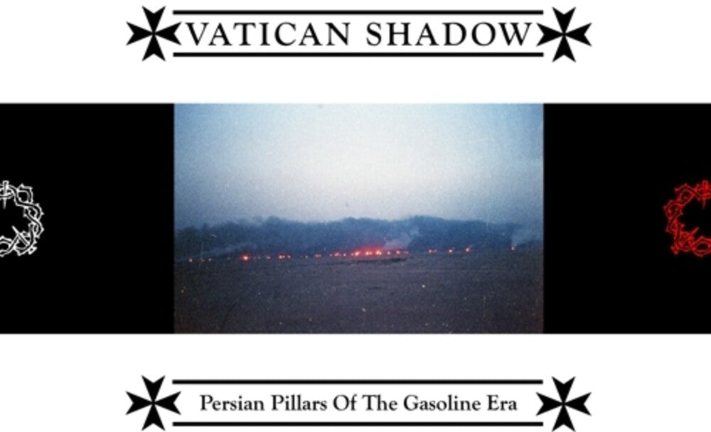 the album cover for Vatican Shadow - Persian Pillars Of The Gasoline Era (Ultra Clear w/Black Smoke & Gold)