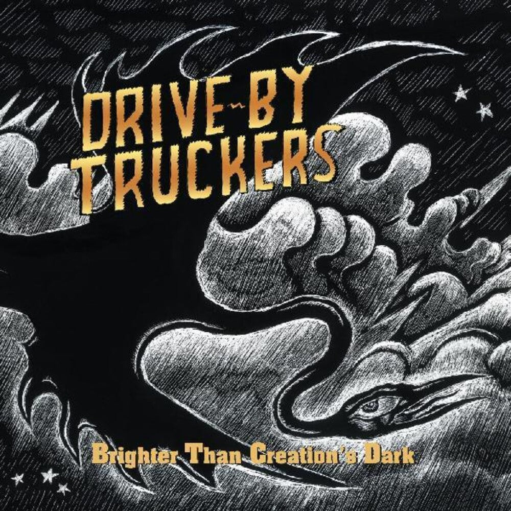 the album cover for Drive-By Truckers - Brighter Than Creation's Dark [Clear & Black Marble 2LP]