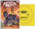 the album cover for Denzel Curry/PlayThatBoiZay - Bad Luck (DC - Dark Nights: Death Metal Version) [Indie Exclusive Limited Edition Yellow 7in Flexi Disc + Comic]