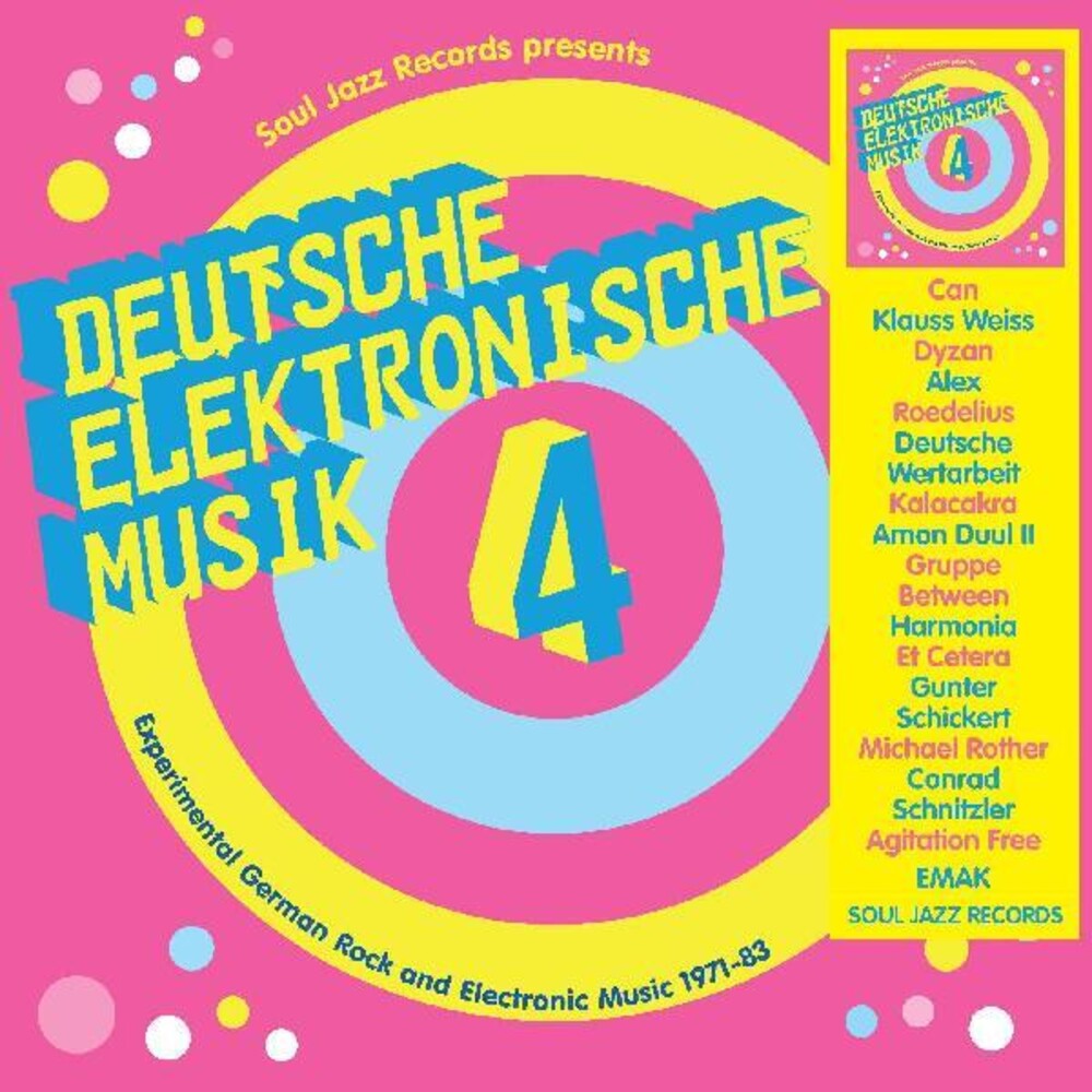 the album cover for Soul Jazz Records Presents - Deutsche Elektronische Musik 4 - Experimental German Rock and  German Rock and Electronic Music 1971-83