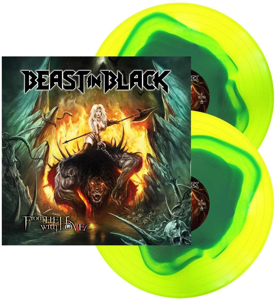 the album cover for Beast In Black - From Hell With Love [Blue In Yellow Swirl LP]