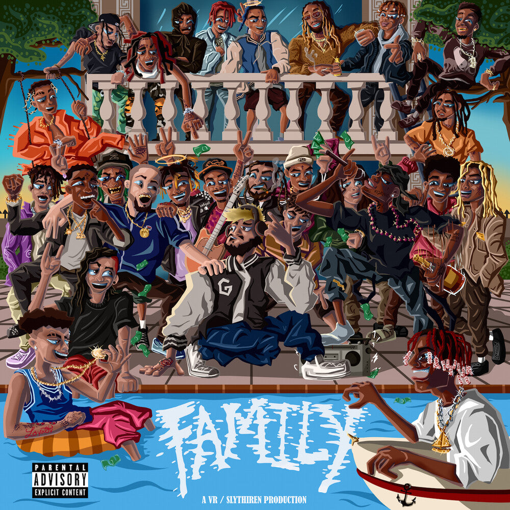 the album cover for DJ Scheme - Family (White & Blue Splatter Vinyl)