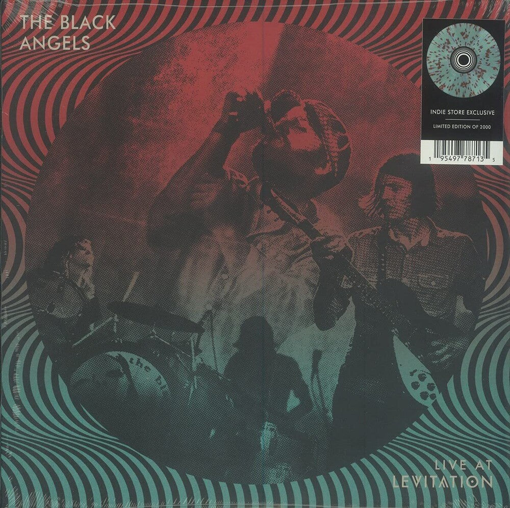 the album cover for The Black Angels - Live At Levitation [Indie Exclusive Limited Edition Heavy Seafoam Splatter LP]