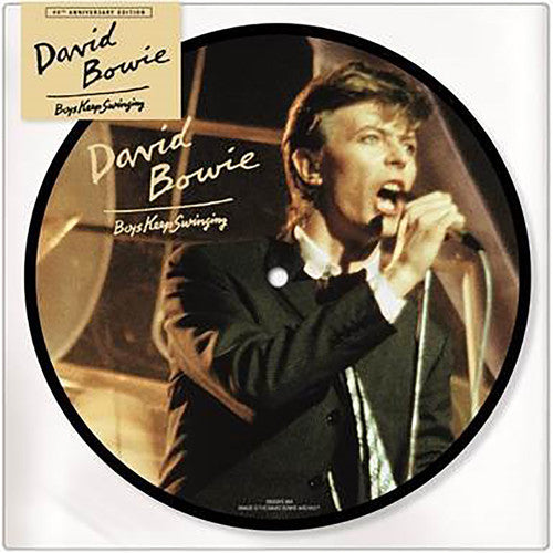 the album cover for David Bowie - Boys Keep Swinging: 40th Anniversary [Limited Edition Picture Disc Vinyl Single]