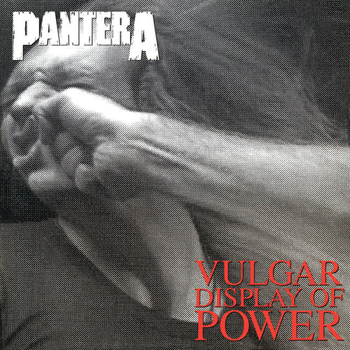the album cover for Pantera - Vulgar Display Of Power [Indie Exclusive Limited Edition Marbled Black/Grey LP]