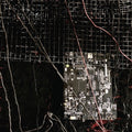 the album cover for Merzbow / Prurient - Black Crows Cyborg (Blue) [Colored Vinyl]