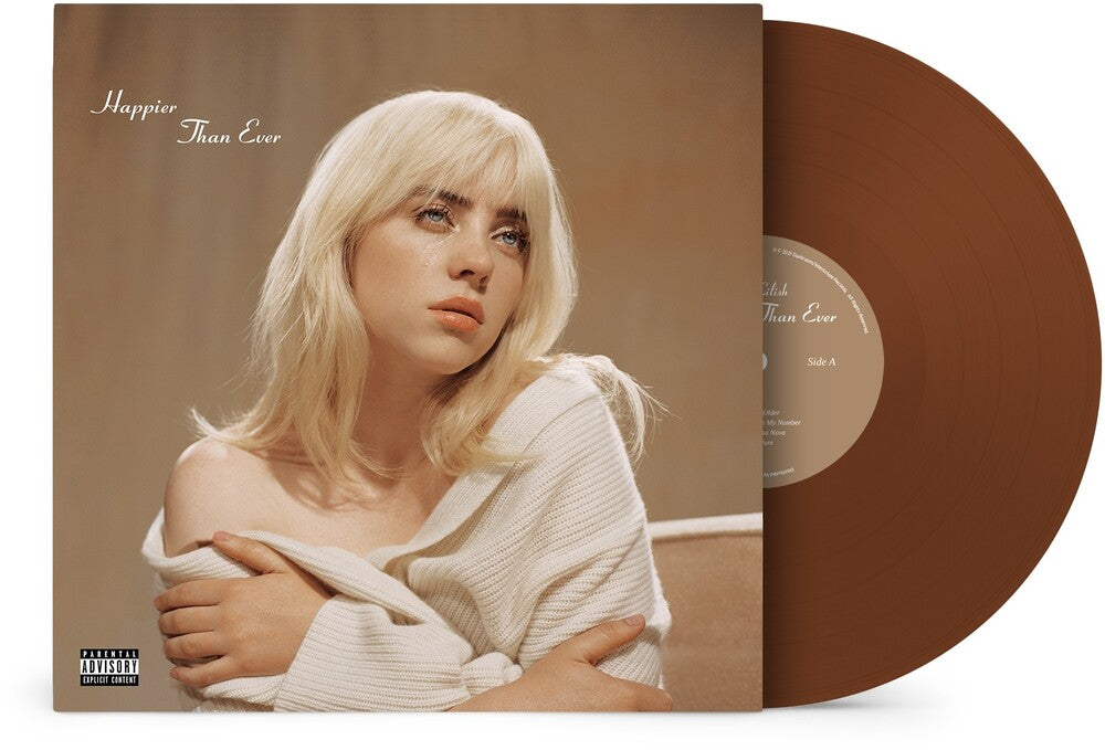 the album cover for Billie Eilish - Happier Than Ever [Indie Exclusive Limited Edition Deep Brown 2LP]