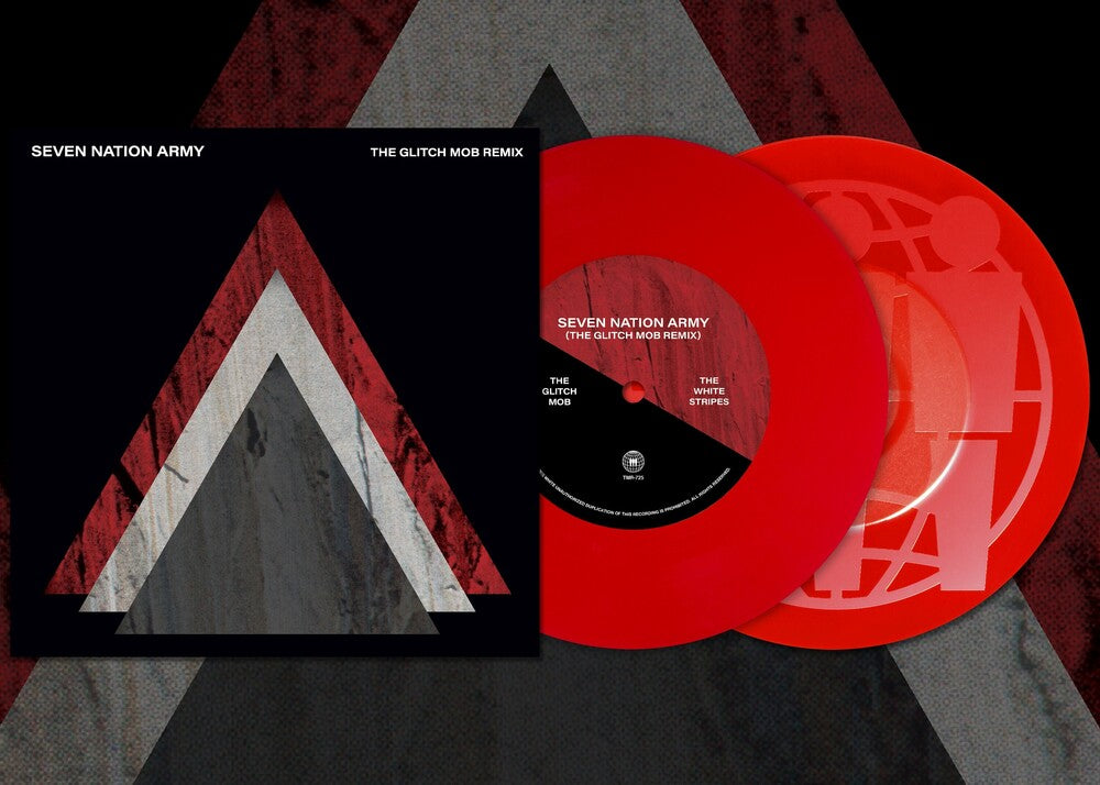 the album cover for The White Stripes - Seven Nation Army: The Glitch Mob Remix [Indie Exclusive Limited Edition Red Vinyl Single]