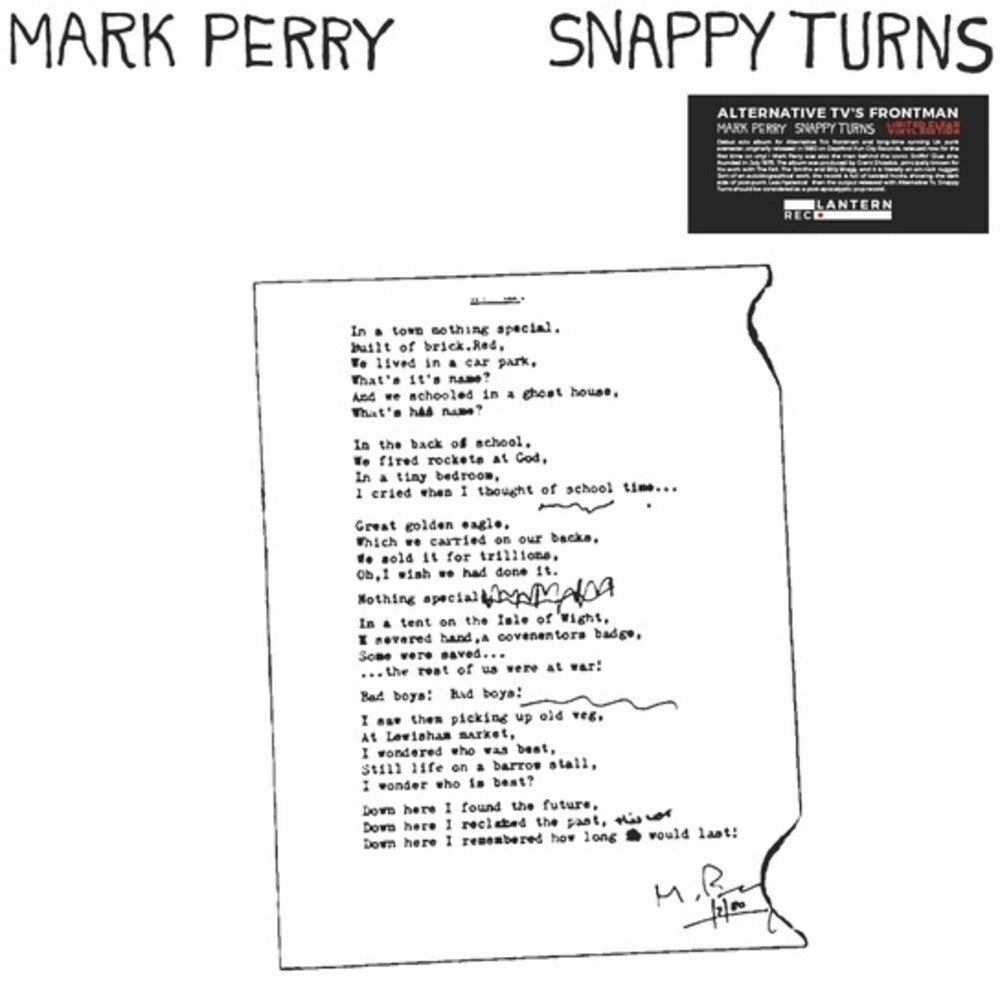 the album cover for Mark Perry - Snappy Turns