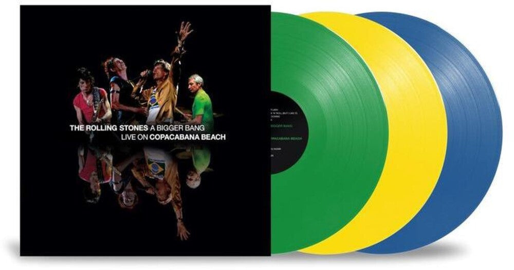 the album cover for The Rolling Stones - A Bigger Bang Live On Copacabana Beach [Limited Edition Multi Color 3 LP]
