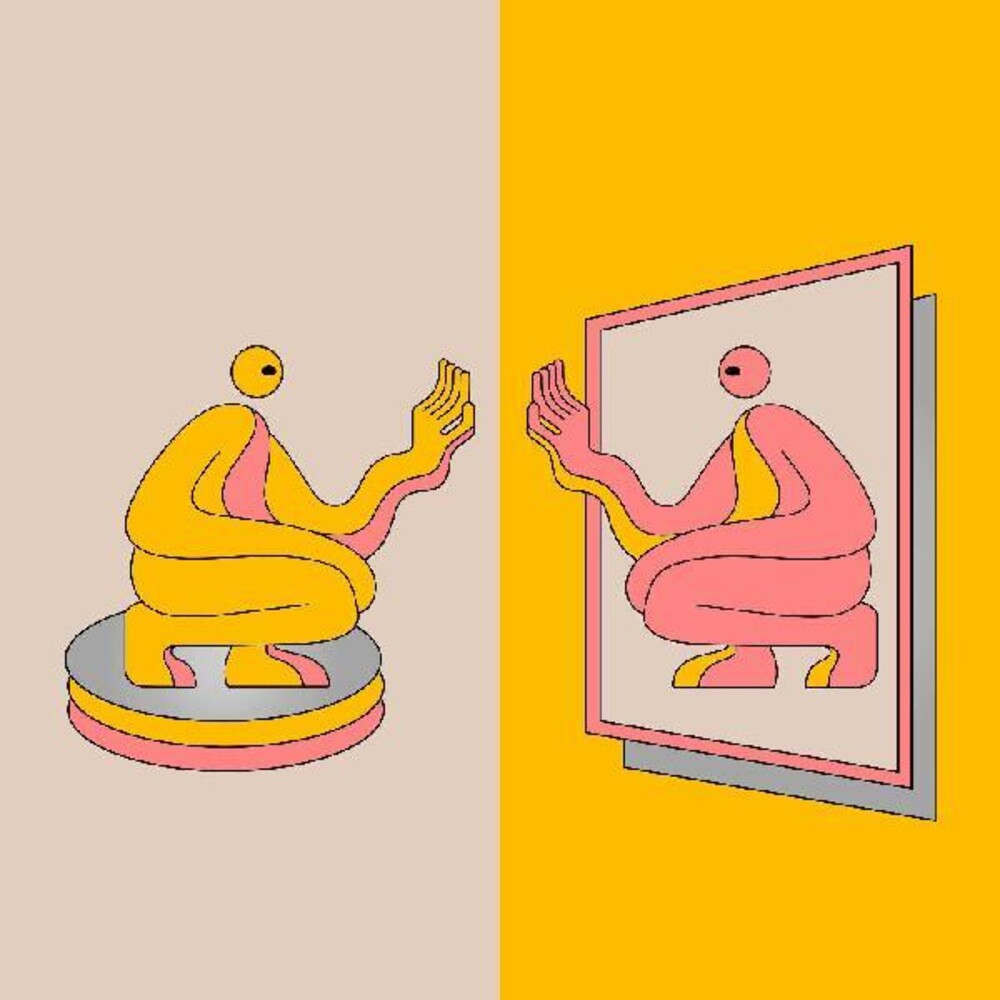 the album cover for DJ Seinfeld - Mirrors [Indie Exclusive Limited Edition Pink / Yellow 2LP]