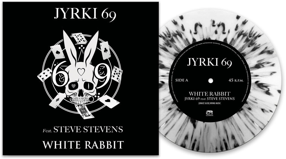 the album cover for Jyrki 69 - White Rabbit (Black & White Splatter) (Blk) [Colored Vinyl]