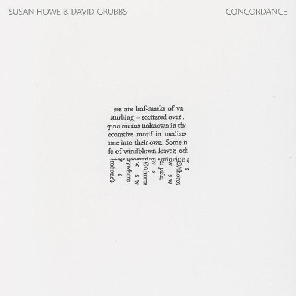 the album cover for Susan Howe  / Grubbs,David - Concordance