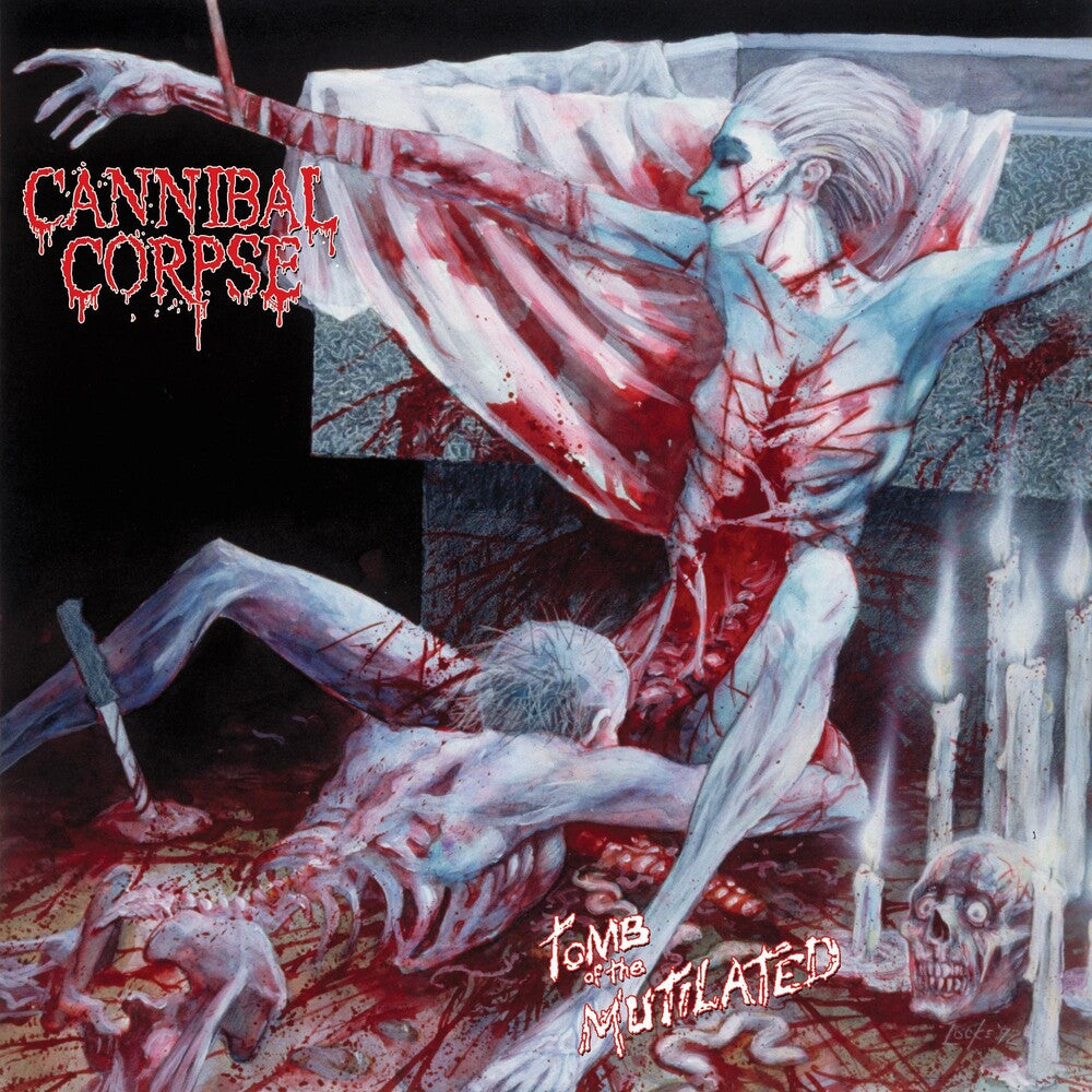 the album cover for Cannibal Corpse - Tomb Of The Mutilated [Limited Edition Red LP]