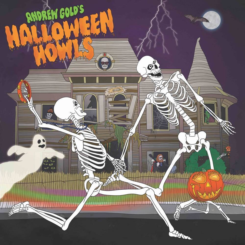 the album cover for Andrew Gold - Halloween Howls: Fun &amp; Scary Music [Indie Exclusive Limited Edition Neon Orange LP]