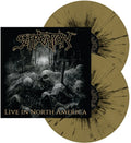 the album cover for Suffocation - Live In North America [Indie Exclusive Limited Edition Gold & Black Splatter 2LP]