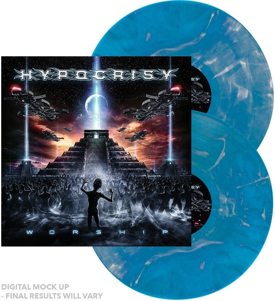 the album cover for Hypocrisy - Worship [Indie Exclusive Limited Edition Blue & White Marble 2LP]