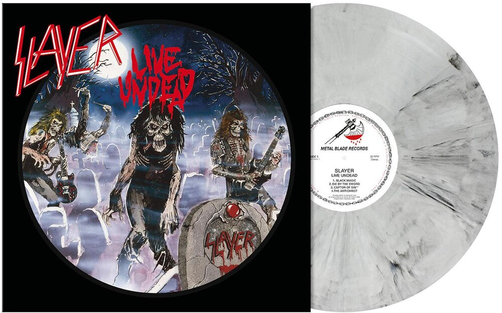 the album cover for Slayer - Live Undead [Limited Edition Grey & Black Marble LP]