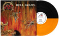 the album cover for Slayer - Hell Awaits [Limited Edition Transparent Orange & Black Split LP]
