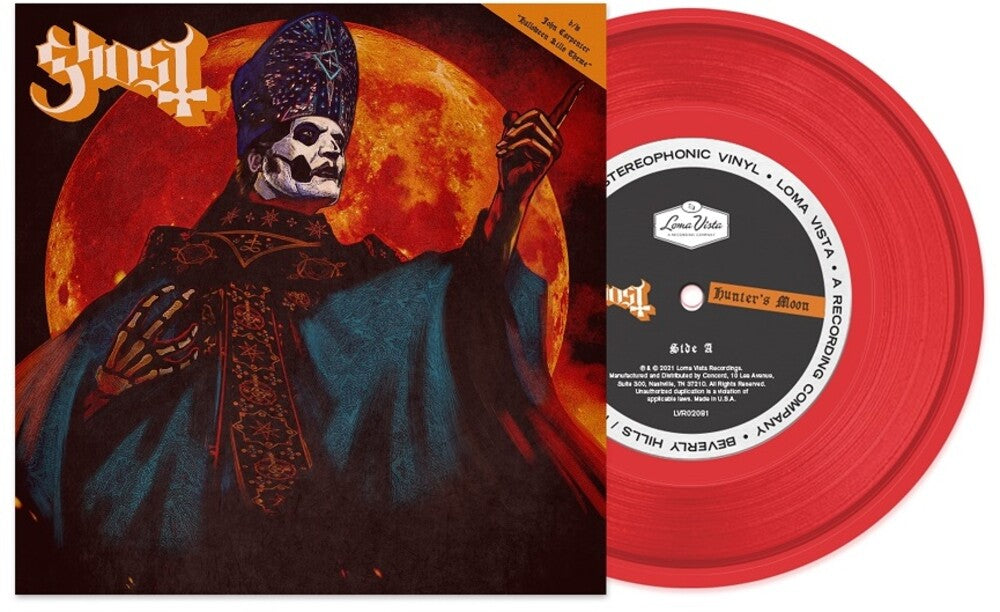 the album cover for Ghost - Hunter's Moon [Indie Exclusive Limited Edition Blood Red Vinyl Single]