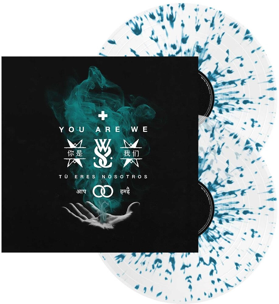 the album cover for While She Sleeps - You Are We (Clear & Sea Blue Splatter Vinyl)
