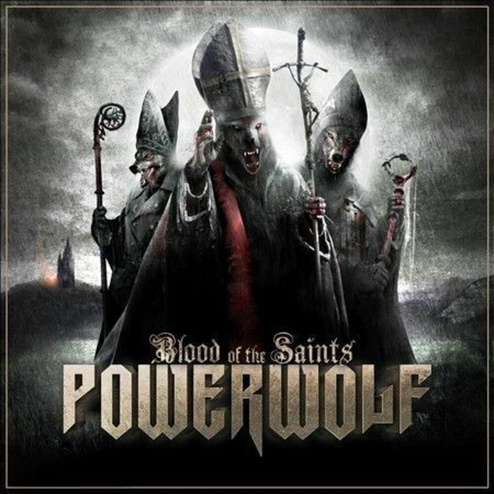 the album cover for Powerwolf - Blood Of The Saints: 10th Anniversary [Flame Marbled LP]