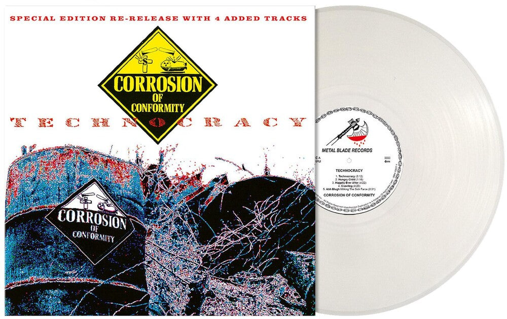 the album cover for Corrosion Of Conformity - Technocracy [Indie Exclusive Limited Edition White LP]