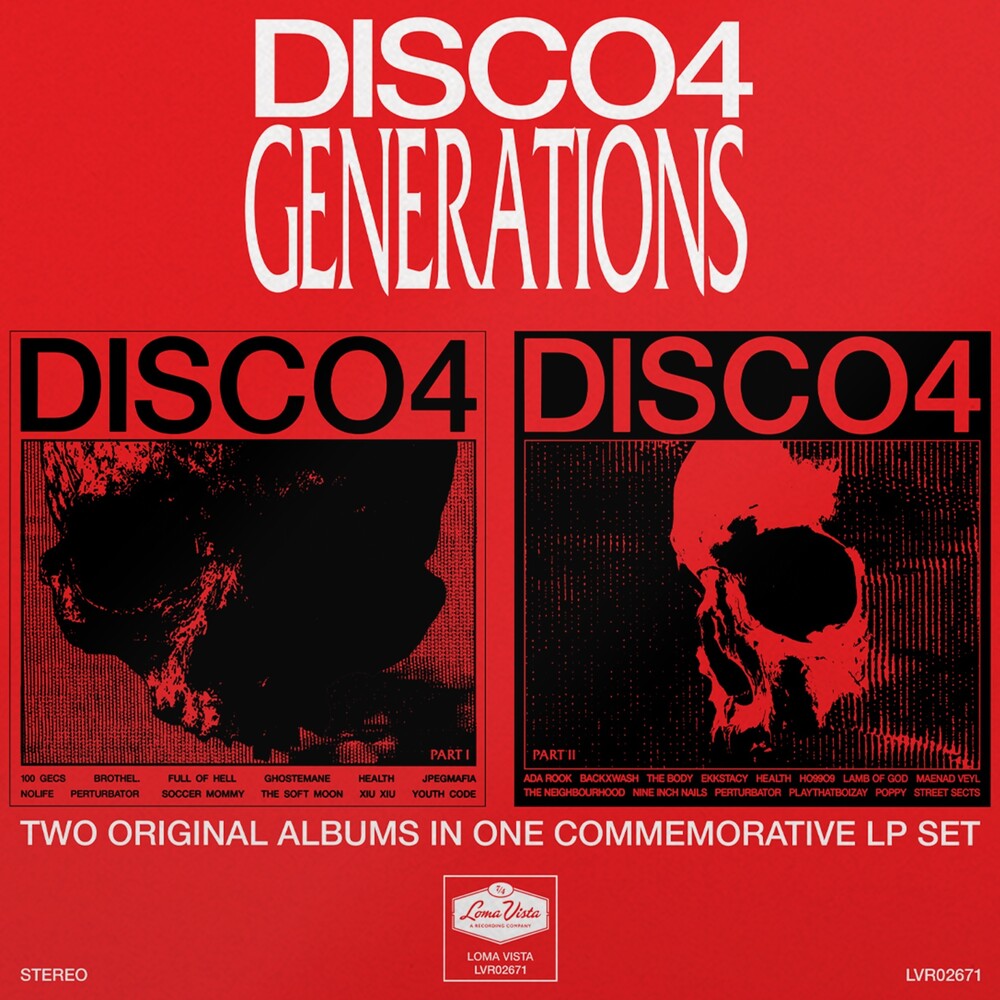 the album cover for HEALTH - GENERATIONS EDITION DISCO4 :: PART I and DISCO4 :: PART II [Indie Exclusive Limited Edition Opaque White LP]