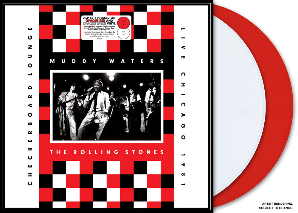 the album cover for The Rolling Stones - Live At Checkerboard Lounge Chicago 1981 [Opaque Red & Opaque White 2LP]