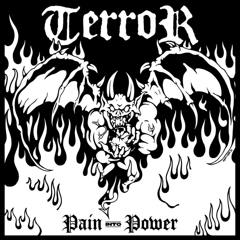 the album cover for Terror - Pain Into Power [Indie Exclusive Limited Edition Clear with Black Silver Twist LP]