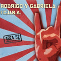 the album cover for Rodrigo Y Gabriela - Area 52 [Red/Blue Splatter 2LP]