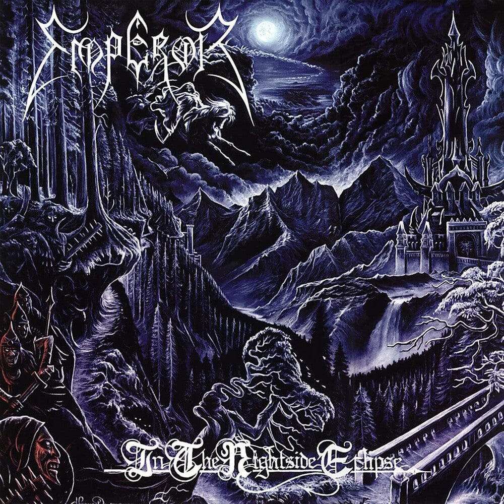 the album cover for Emperor - In The Nightside Eclipse [White/Blue Swirl LP] [Half-Speed] 