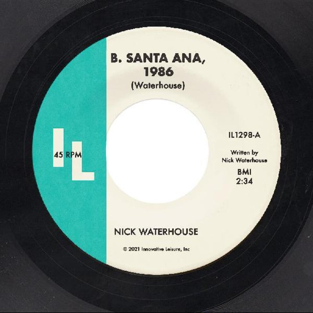 the album cover for Nick Waterhouse - B. Santa Ana / Pushing Too Hard