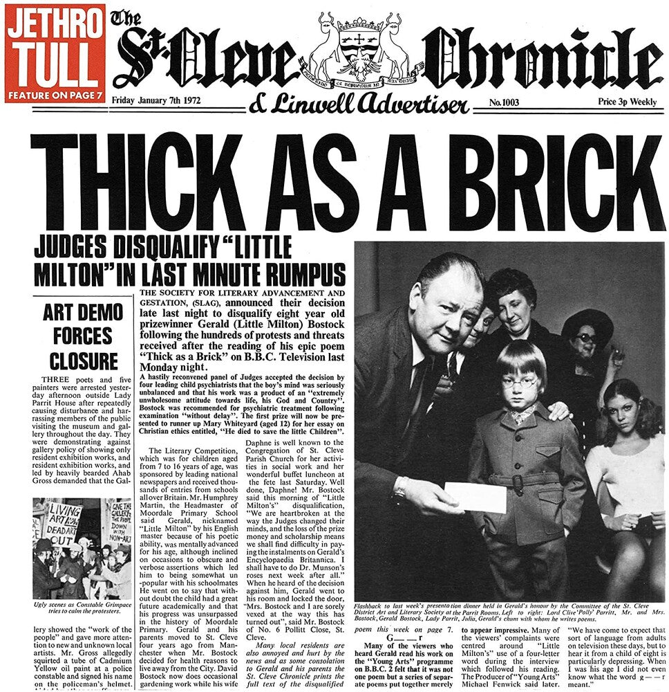 the album cover for Jethro Tull - Thick As A Brick: 40th Anniversary Edition