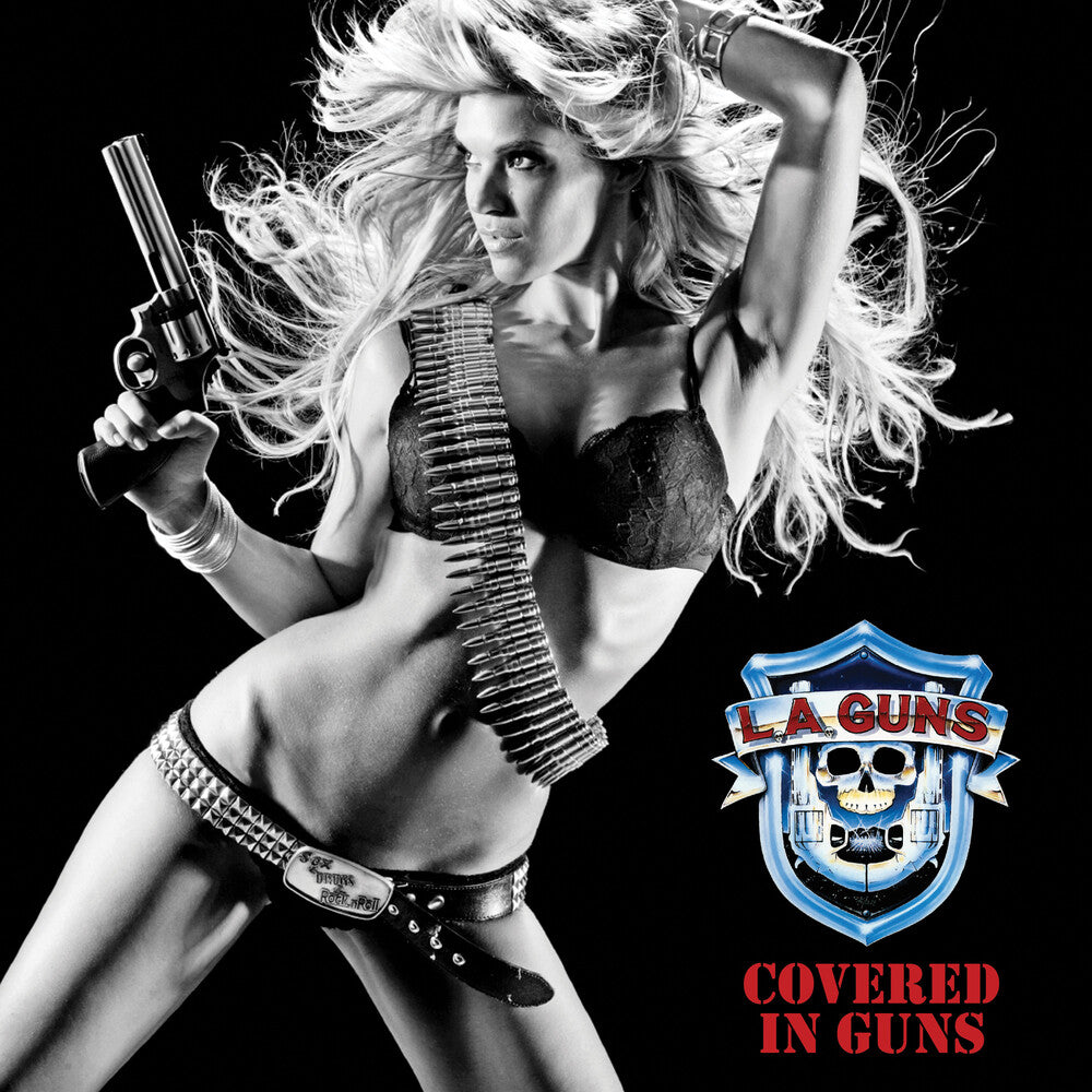 the album cover for L.A. Guns - Covered In Guns [Red & Blue LP]